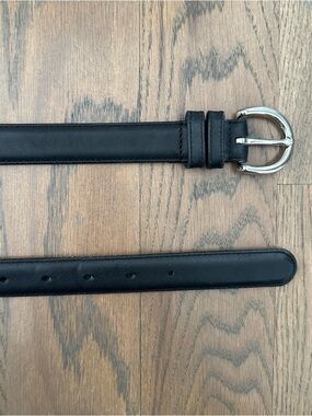 Vintage Coach 8504 Leather Belt Round Buckle in Black and Silver Small